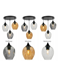 Lampa sufitowa Praga - nowoczesna czarna konstrukcja z szarymi kloszami, idealna do sypialni i eleganckich wnętrz. 2