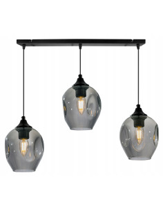 Lampa wisząca PRAGA z 3 dymionymi kloszami – nowoczesny design w czerni i szarości do eleganckich wnętrz