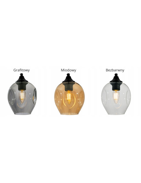 Lampa wisząca Praga z wymiennymi kloszami – elegancka, czarna lampa LED z 4 punktami świetlnymi do nowoczesnych wnętrz.