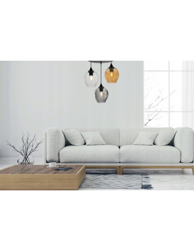 Lampa sufitowa Praga - nowoczesna czarna konstrukcja z szarymi kloszami, idealna do sypialni i eleganckich wnętrz.