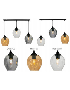 Lampa wisząca PRAGA z 3 dymionymi kloszami – nowoczesny design w czerni i szarości do eleganckich wnętrz 2