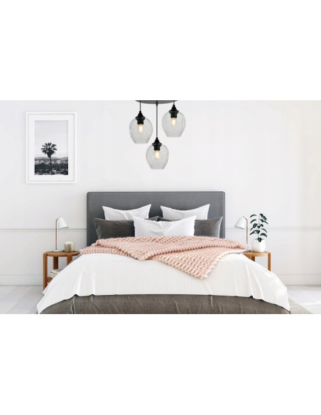 Lampa sufitowa Praga - nowoczesna czarna konstrukcja z szarymi kloszami, idealna do sypialni i eleganckich wnętrz.