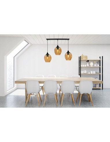 Lampa wisząca PRAGA z 3 dymionymi kloszami – nowoczesny design w czerni i szarości do eleganckich wnętrz