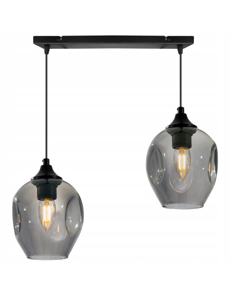 Lampa wisząca PRAGA 2-punktowa z okrągłymi kloszami - elegancki design do jadalni i biura w nowoczesnym stylu