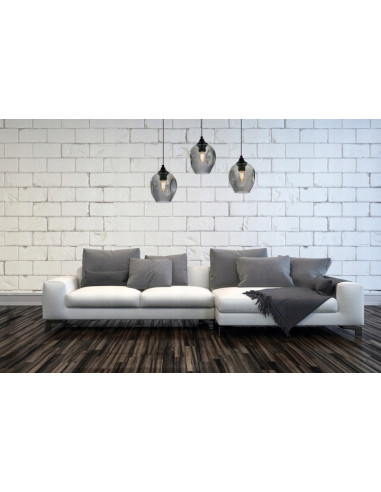 Lampa wisząca PRAGA z 3 dymionymi kloszami – nowoczesny design w czerni i szarości do eleganckich wnętrz