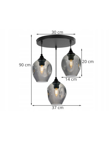 Lampa sufitowa Praga - nowoczesna czarna konstrukcja z szarymi kloszami, idealna do sypialni i eleganckich wnętrz.