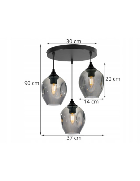 Lampa sufitowa Praga - nowoczesna czarna konstrukcja z szarymi kloszami, idealna do sypialni i eleganckich wnętrz.