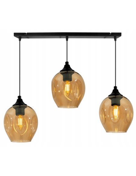 Lampa wisząca PRAGA z 3 dymionymi kloszami – nowoczesny design w czerni i szarości do eleganckich wnętrz