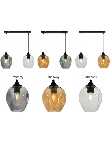 Lampa wisząca PRAGA 2-punktowa z okrągłymi kloszami - elegancki design do jadalni i biura w nowoczesnym stylu