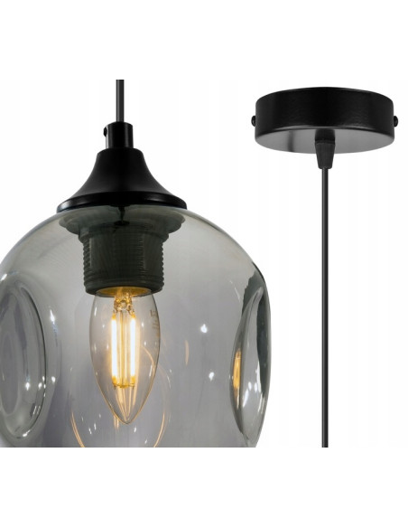 Nowoczesna lampa wisząca Praga z transparentnym kloszem – elegancka do biura, jadalni, salonu i sypialni