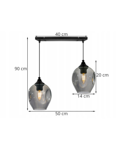 Lampa wisząca PRAGA 2-punktowa z okrągłymi kloszami - elegancki design do jadalni i biura w nowoczesnym stylu