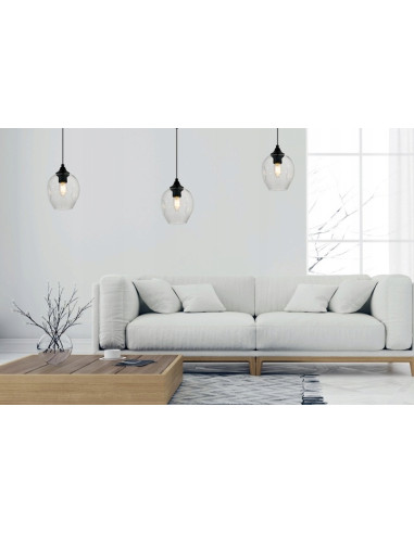 Nowoczesna lampa wisząca Praga z transparentnym kloszem – elegancka do biura, jadalni, salonu i sypialni