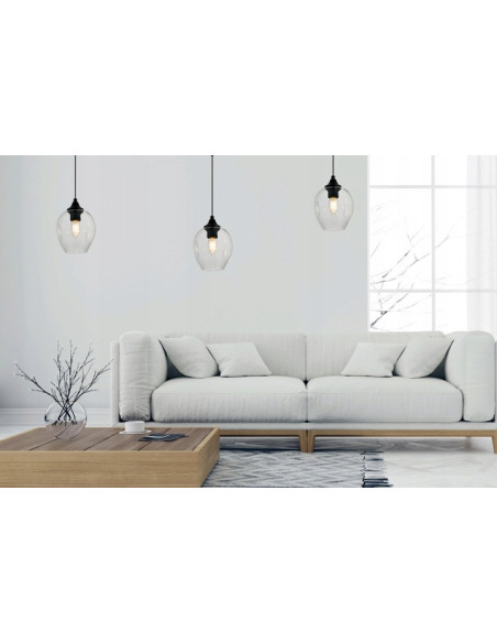 Nowoczesna lampa wisząca Praga z transparentnym kloszem – elegancka do biura, jadalni, salonu i sypialni