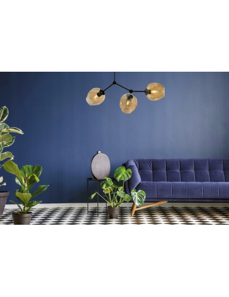 Lampa sufitowa Praga z 4 dymionymi kloszami - nowoczesna plafoniera do biura, salonu i jadalni