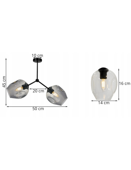 Plafon loftowy Praga Dna z transparentnymi kloszami - elegancka lampa sufitowa od Light Home