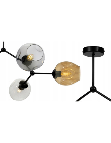 Lampa sufitowa Praga z 4 dymionymi kloszami - nowoczesna plafoniera do biura, salonu i jadalni