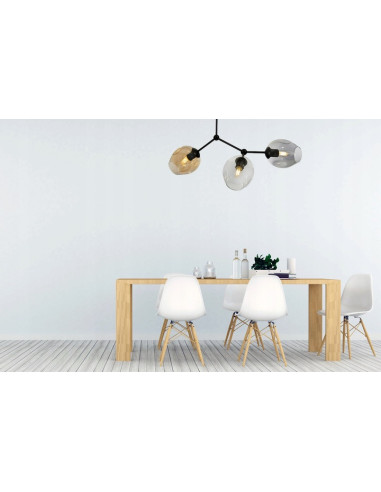 Lampa sufitowa Praga z 4 dymionymi kloszami - nowoczesna plafoniera do biura, salonu i jadalni