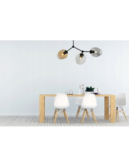 Lampa sufitowa Praga z 4 dymionymi kloszami - nowoczesna plafoniera do biura, salonu i jadalni