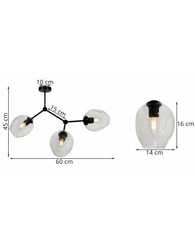 Lampa sufitowa Praga z 4 dymionymi kloszami - nowoczesna plafoniera do biura, salonu i jadalni