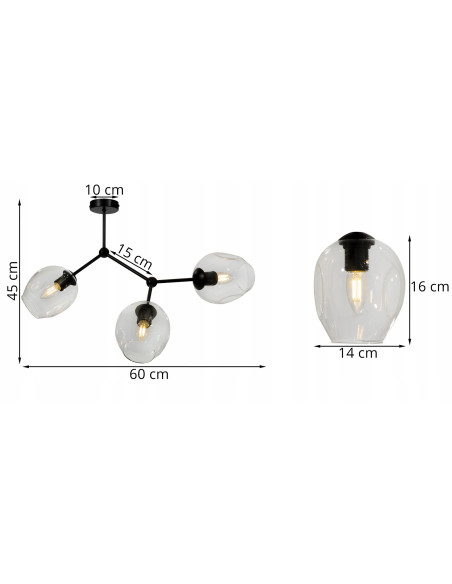 Lampa sufitowa Praga z 4 dymionymi kloszami - nowoczesna plafoniera do biura, salonu i jadalni