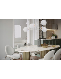 Lampa wisząca VICENZA w zjawiskowym stylu glamour z białymi kloszami do nowoczesnych wnętrz i eleganckich przestrzeni. 2