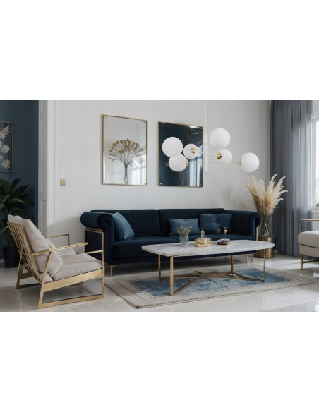 Lampa wisząca VICENZA w zjawiskowym stylu glamour z białymi kloszami do nowoczesnych wnętrz i eleganckich przestrzeni.