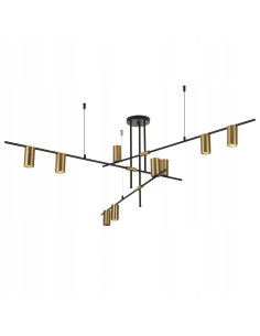 Lampa wisząca Arizona w złocie i czerni, 9-punktowa, elegancka do biura i jadalni, nowoczesny styl od Light Prestige