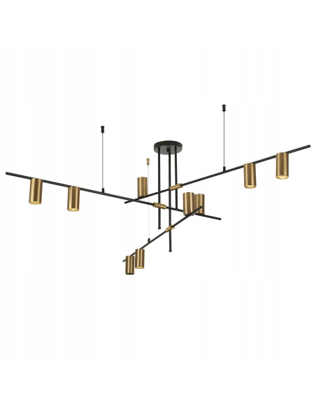 Lampa wisząca Arizona w złocie i czerni, 9-punktowa, elegancka do biura i jadalni, nowoczesny styl od Light Prestige