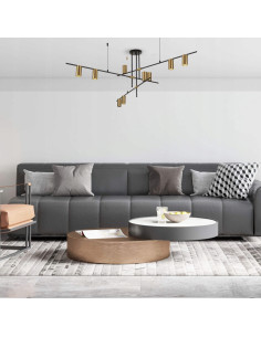 Lampa wisząca Arizona w złocie i czerni, 9-punktowa, elegancka do biura i jadalni, nowoczesny styl od Light Prestige 2