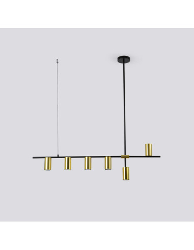 Lampa wisząca Arizona w złote klosze na czarnej belce - nowoczesność i elegancja dla każdego wnętrza od Light Prestige