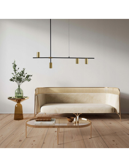 Lampa wisząca Arizona w czerni i złocie z 4 punktami świetlnymi - nowoczesna elegancja do wnętrz biurowych i domowych