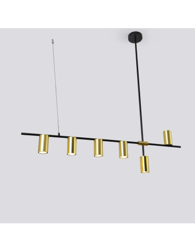 Lampa wisząca Arizona w złote klosze na czarnej belce - nowoczesność i elegancja dla każdego wnętrza od Light Prestige