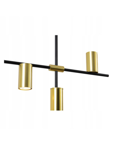 Lampa wisząca Arizona w złote klosze na czarnej belce - nowoczesność i elegancja dla każdego wnętrza od Light Prestige