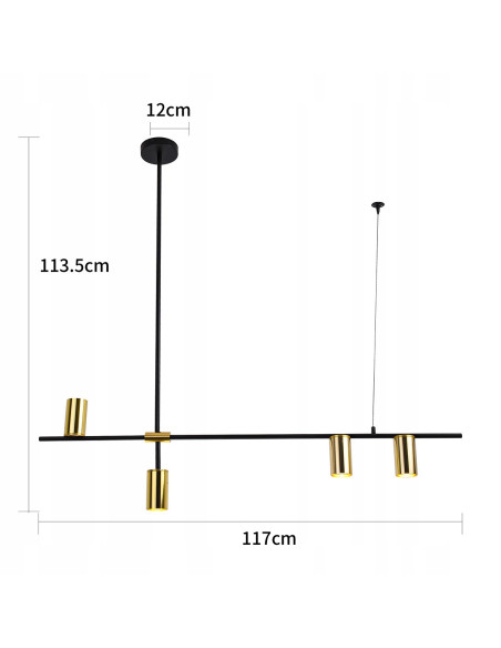 Lampa wisząca Arizona w czerni i złocie z 4 punktami świetlnymi - nowoczesna elegancja do wnętrz biurowych i domowych