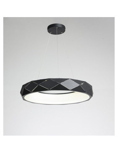 Lampa LED Reus Donut w Kolorze Czarnym, Elegancka Metalowa, 33W - Nowoczesny Design do Wnętrz Mieszkalnych i Biurowych