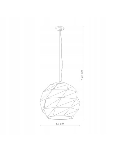 Nowoczesna lampa wisząca Reus E27 kula z metalowymi prześwitami, elegancka biała do salonu i jadalni
