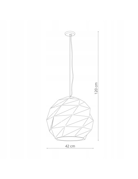 Nowoczesna lampa wisząca Reus E27 kula z metalowymi prześwitami, elegancka biała do salonu i jadalni
