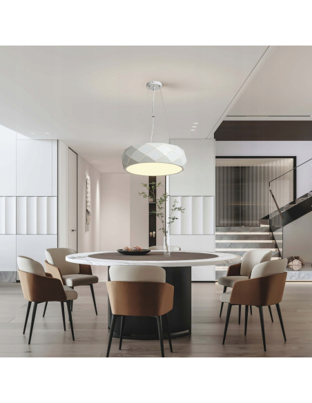 Elegancka Biała Lampa Wisząca Reus w Stylu Skandynawskim - Idealne Oświetlenie do Salonu, Jadalni i Sypialni