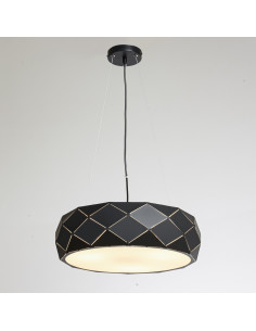 Lampa wisząca Reus w czerni z metalowym kloszem - nowoczesny design, 120 cm, idealna do eleganckich wnętrz. 2