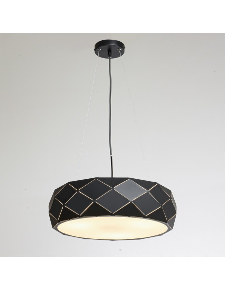 Lampa wisząca Reus w czerni z metalowym kloszem - nowoczesny design, 120 cm, idealna do eleganckich wnętrz.