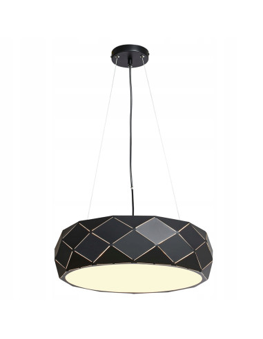 Lampa wisząca Reus w czerni z metalowym kloszem - nowoczesny design, 120 cm, idealna do eleganckich wnętrz.