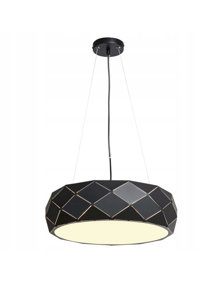 Lampa wisząca Reus w czerni z metalowym kloszem - nowoczesny design, 120 cm, idealna do eleganckich wnętrz.