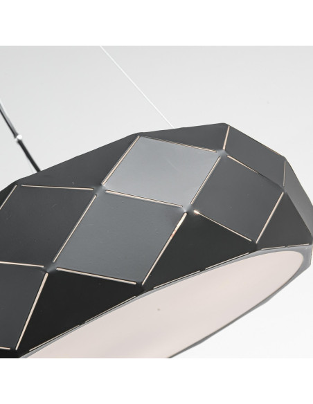 Lampa wisząca Reus w czerni z metalowym kloszem - nowoczesny design, 120 cm, idealna do eleganckich wnętrz.