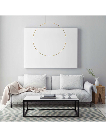 Nowoczesna lampa wisząca LED Mirror 80 cm w eleganckim złotym kolorze, odporna na wilgoć, idealna do stylowych wnętrz.