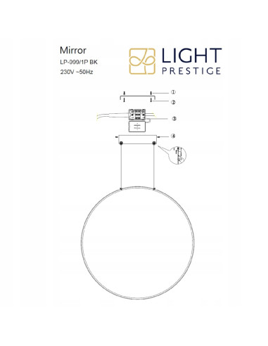 Nowoczesna lampa wisząca LED Mirror 80 cm w eleganckim złotym kolorze, odporna na wilgoć, idealna do stylowych wnętrz.
