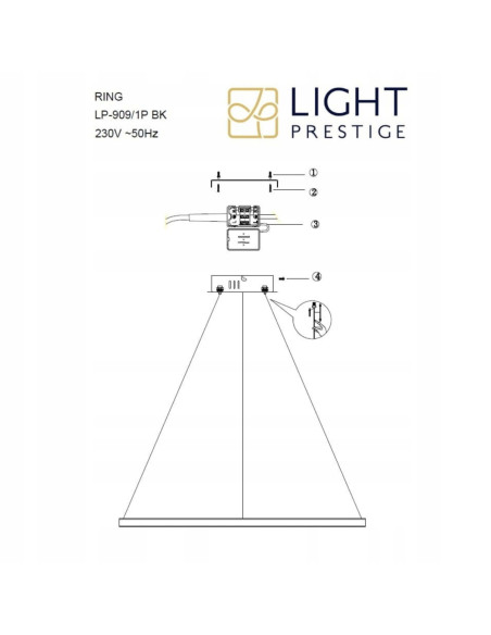 Elegancka Lampa Wisząca RING LED 66 cm - Nowoczesne Oświetlenie do Biura i Wnętrz w Kolorze Czarnym
