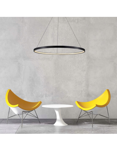 Nowoczesna Lampa Wisząca Ring LED 40cm w Kolorze Czarnym – Elegancki Element Wystroju do Domu i Biura