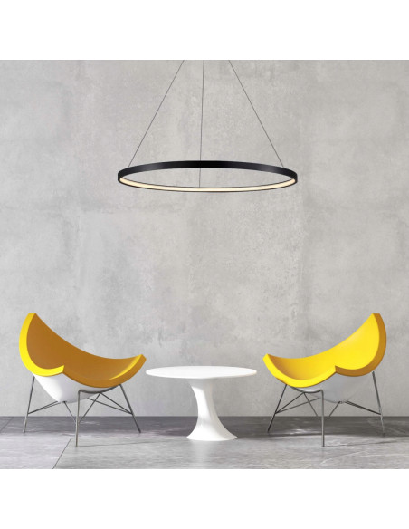 Nowoczesna Lampa Wisząca Ring LED 40cm w Kolorze Czarnym – Elegancki Element Wystroju do Domu i Biura
