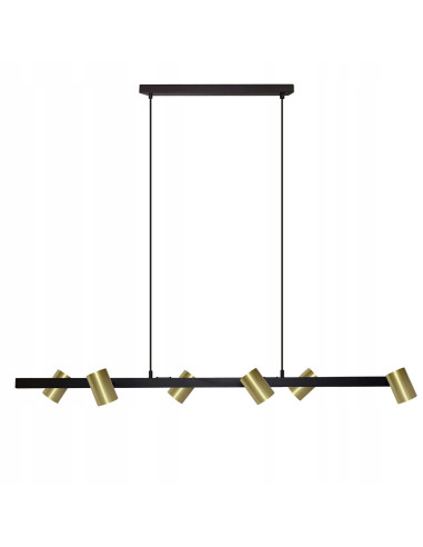 Listwa Oświetleniowa Snow z 6 Reflektorami w Złocie i Czarni, Nowoczesny Design do Jadalni i Biura