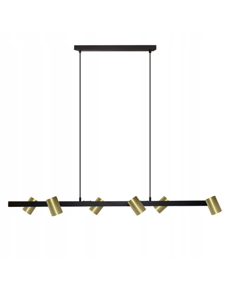 Listwa Oświetleniowa Snow z 6 Reflektorami w Złocie i Czarni, Nowoczesny Design do Jadalni i Biura